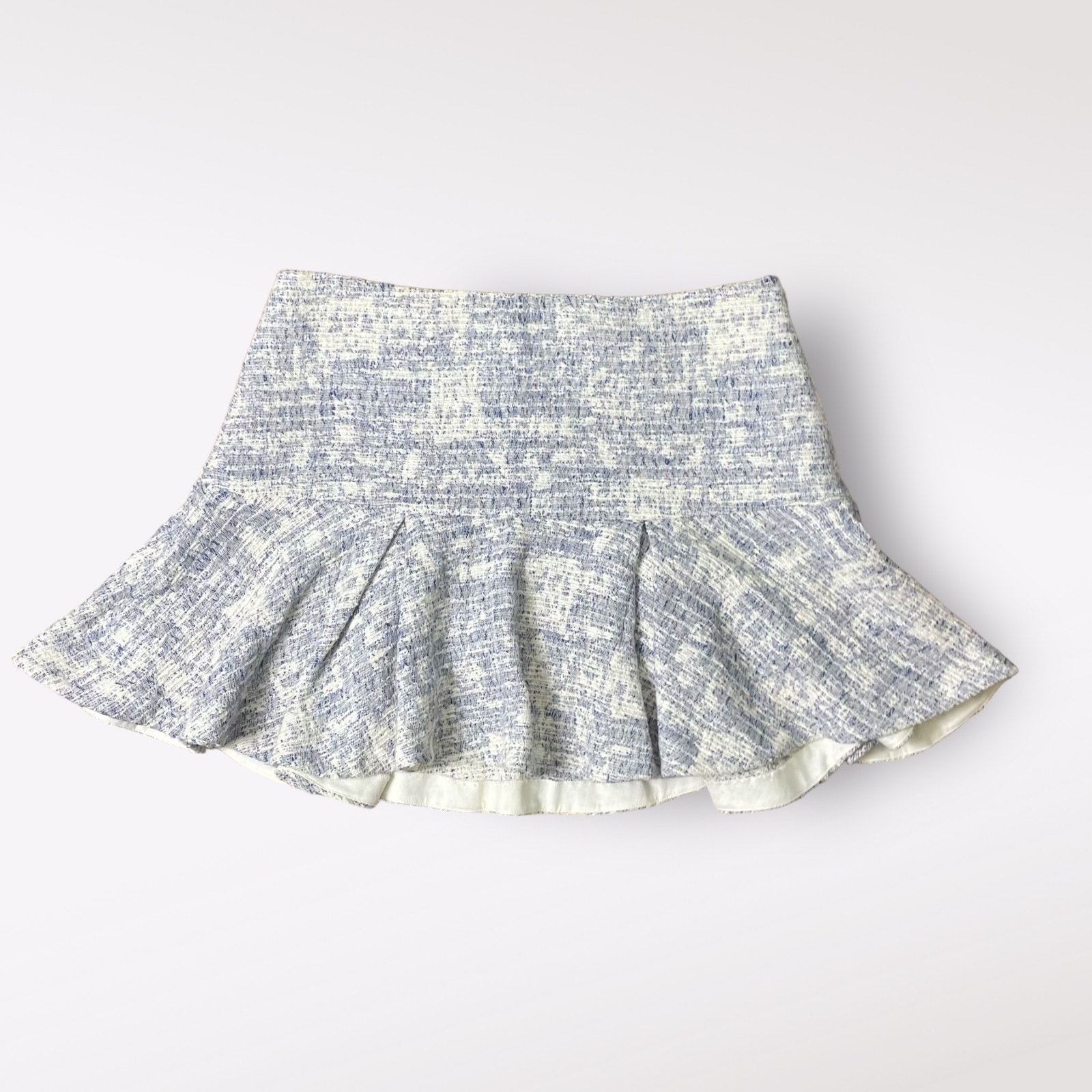 Derek Lam 10 Crosby Blue Tweed Ruffled Mini Skirt Size 8